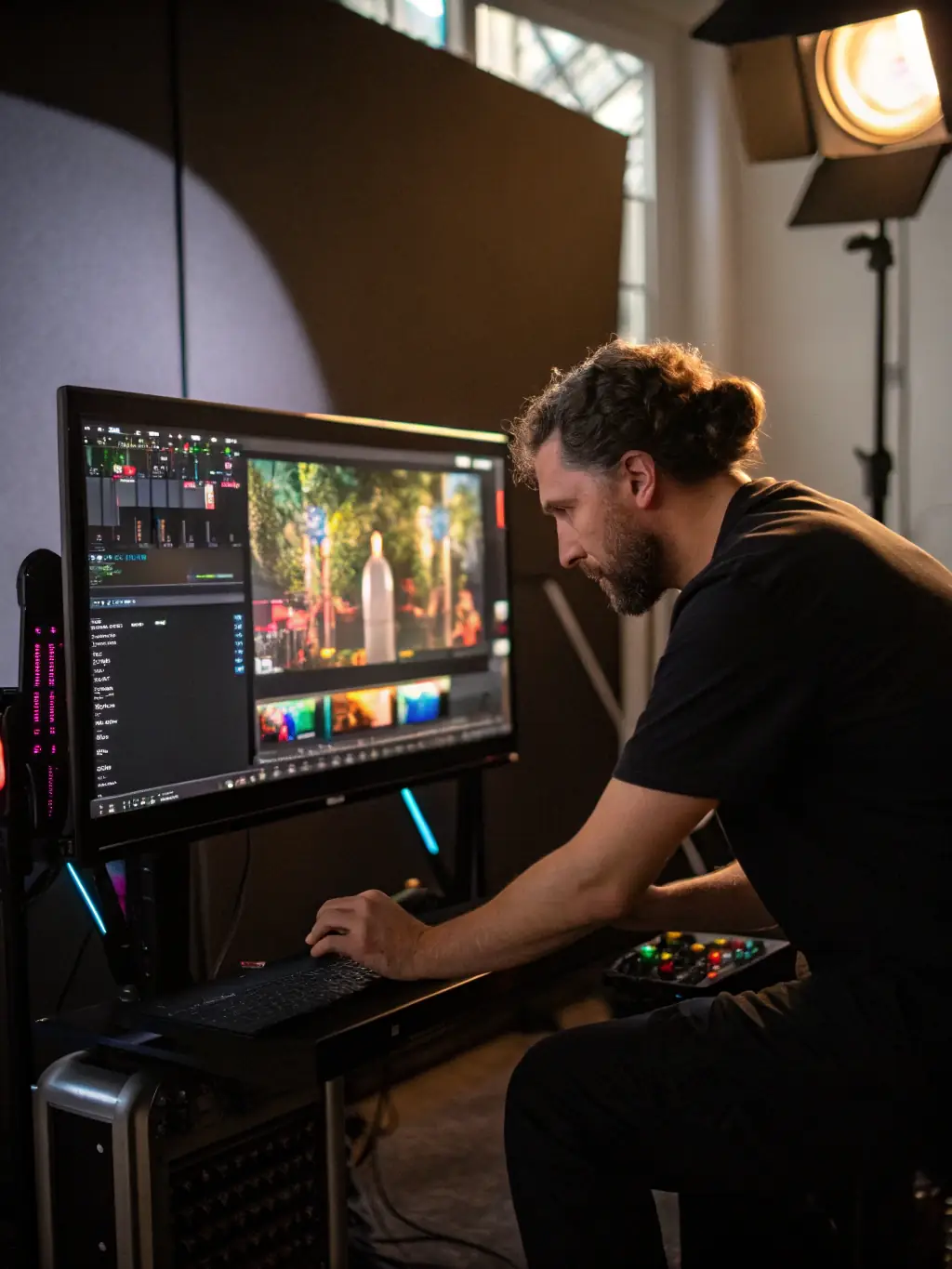 A colorist meticulously adjusting the color palette of a video, creating a visually stunning and consistent look.