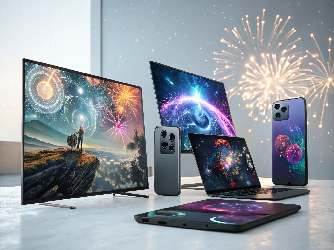 A mesmerizing generative video showcasing abstract shapes, colors, and patterns evolving and morphing in real-time, driven by AI algorithms, creating a unique and captivating visual experience.